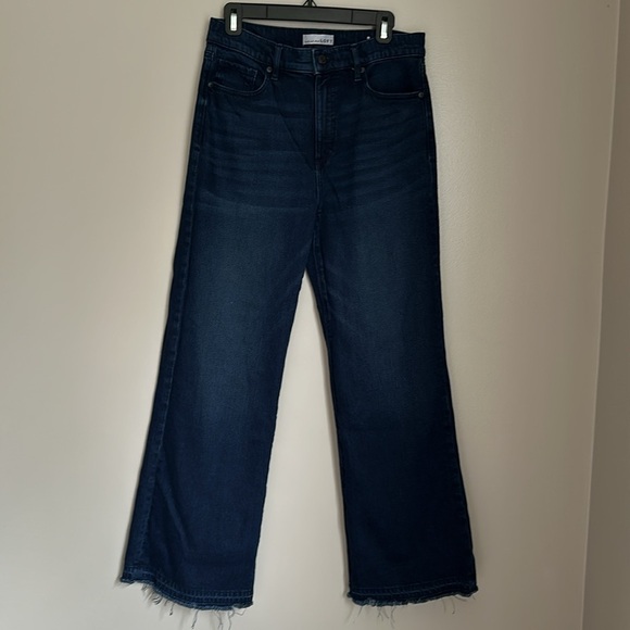 Unpicked Hem High Rise Wide Leg Jeans in Rinse Overdye Wash - Picture 3 of 6